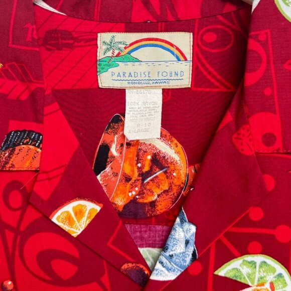 VTG‎ 80s Paradise Found Hawaiian Shirt Mens XL Happy Hour Martinis Cocktails - Picture 8 of 8